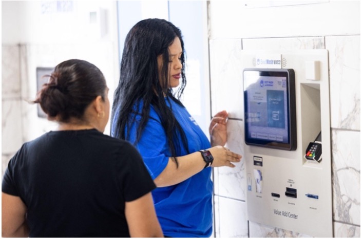 Customer using machine payment system